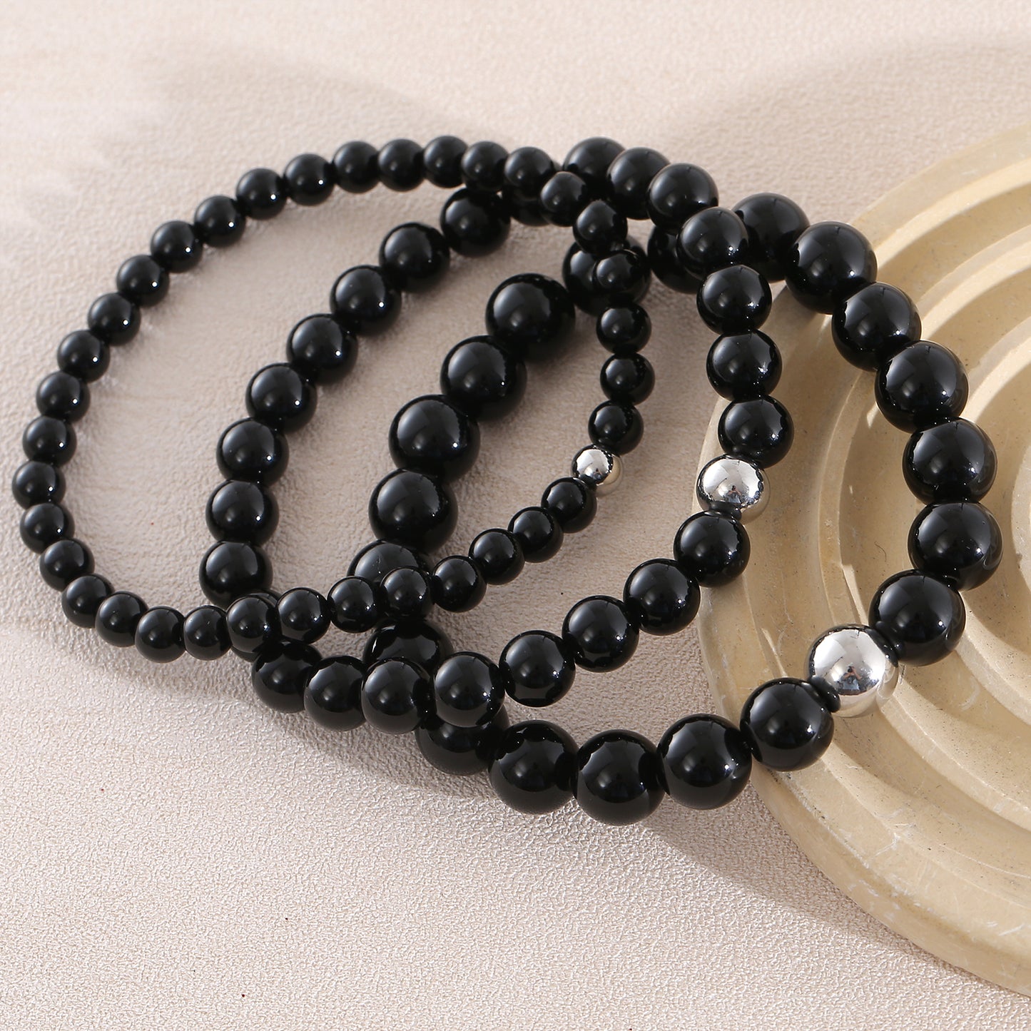 Geometric Natural Stone Bracelets For Men With Beaded Chain Featuring Beading Craftsmanship