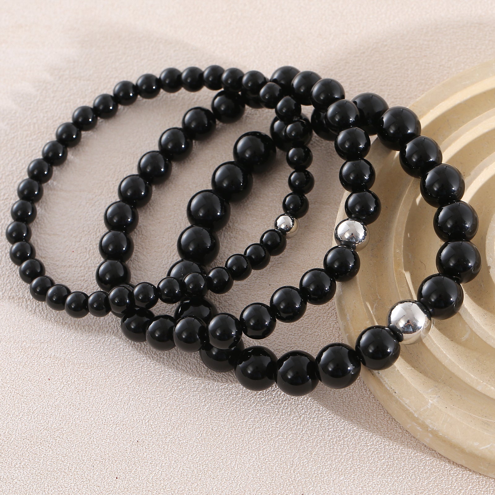 Geometric Natural Stone Bracelets For Men With Beaded Chain Featuring Beading Craftsmanship