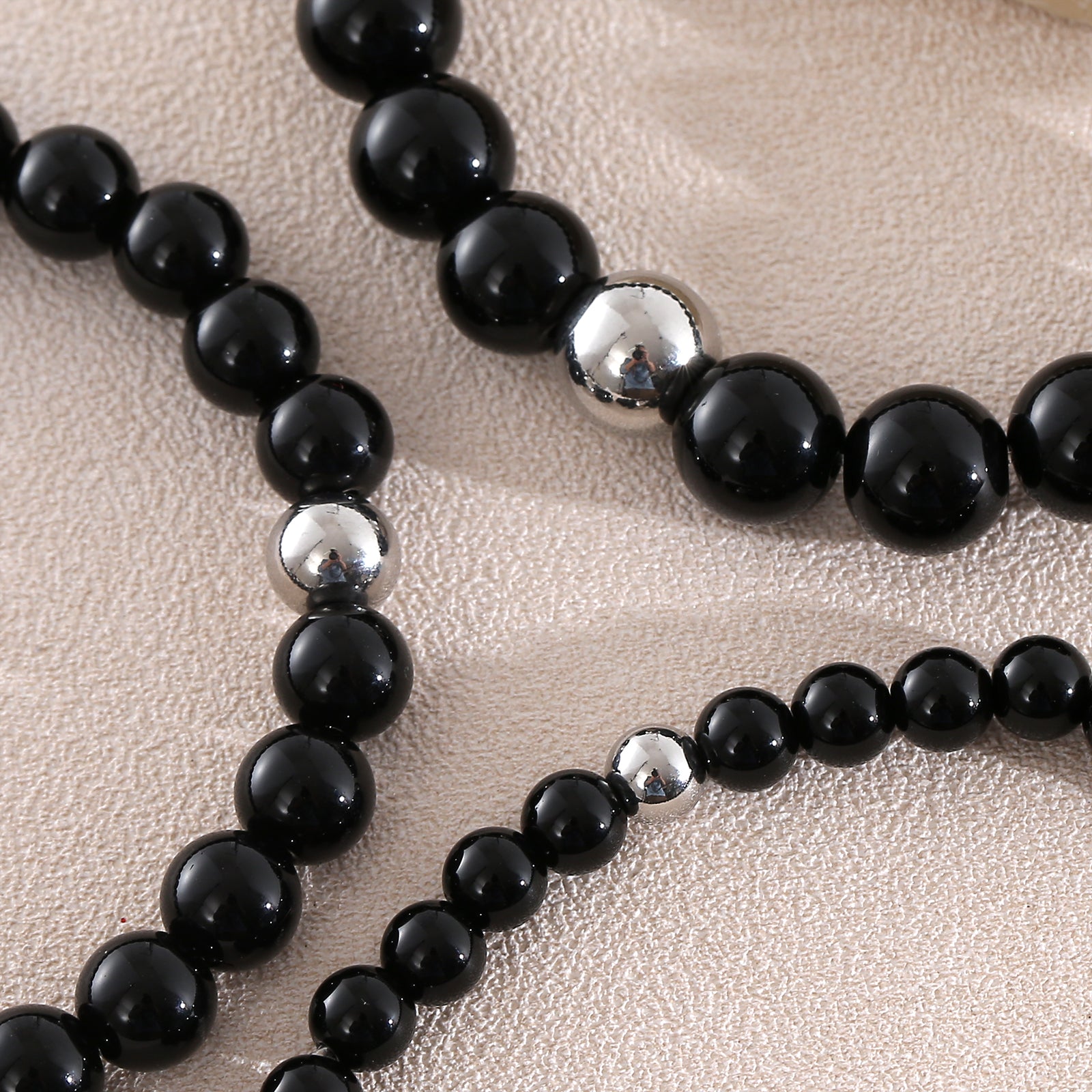 Geometric Natural Stone Bracelets For Men With Beaded Chain Featuring Beading Craftsmanship