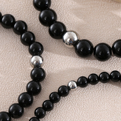 Geometric Natural Stone Bracelets For Men With Beaded Chain Featuring Beading Craftsmanship