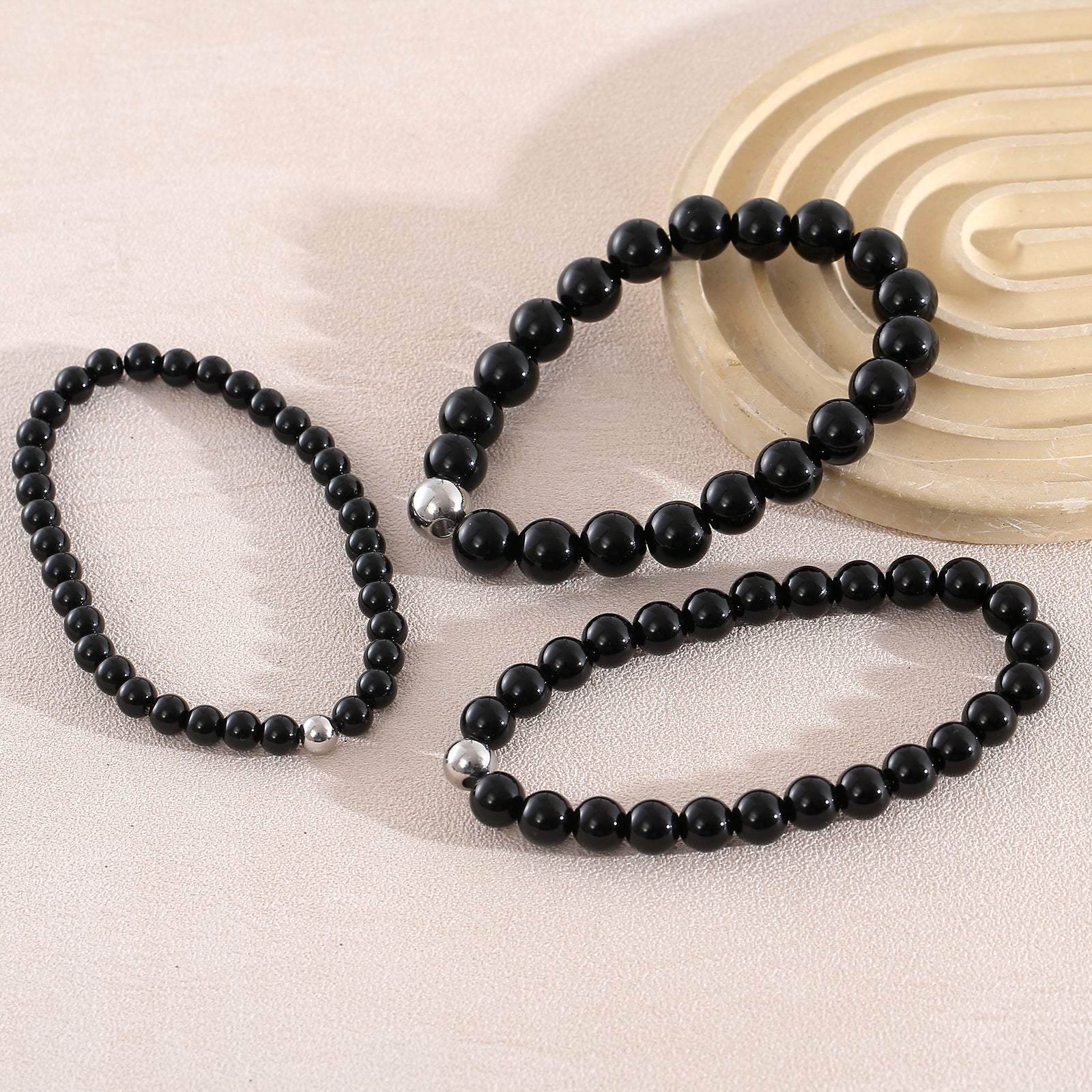 Geometric Natural Stone Bracelets For Men With Beaded Chain Featuring Beading Craftsmanship