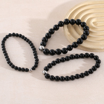 Geometric Natural Stone Bracelets For Men With Beaded Chain Featuring Beading Craftsmanship