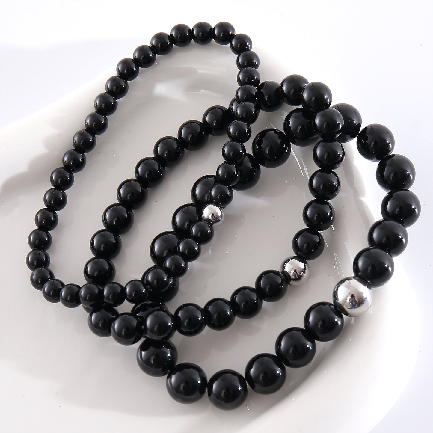 Geometric Natural Stone Bracelets For Men With Beaded Chain Featuring Beading Craftsmanship