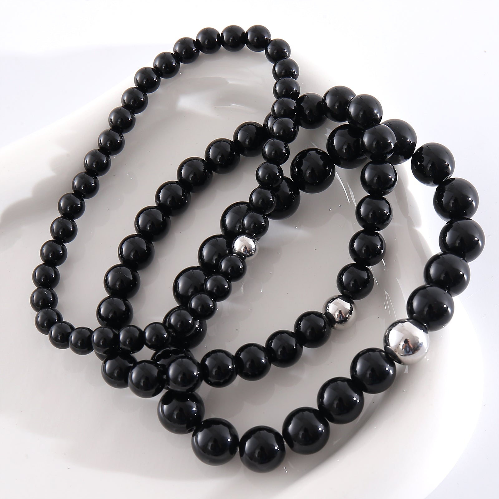 Geometric Natural Stone Bracelets For Men With Beaded Chain Featuring Beading Craftsmanship