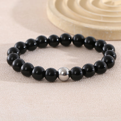 Geometric Natural Stone Bracelets For Men With Beaded Chain Featuring Beading Craftsmanship