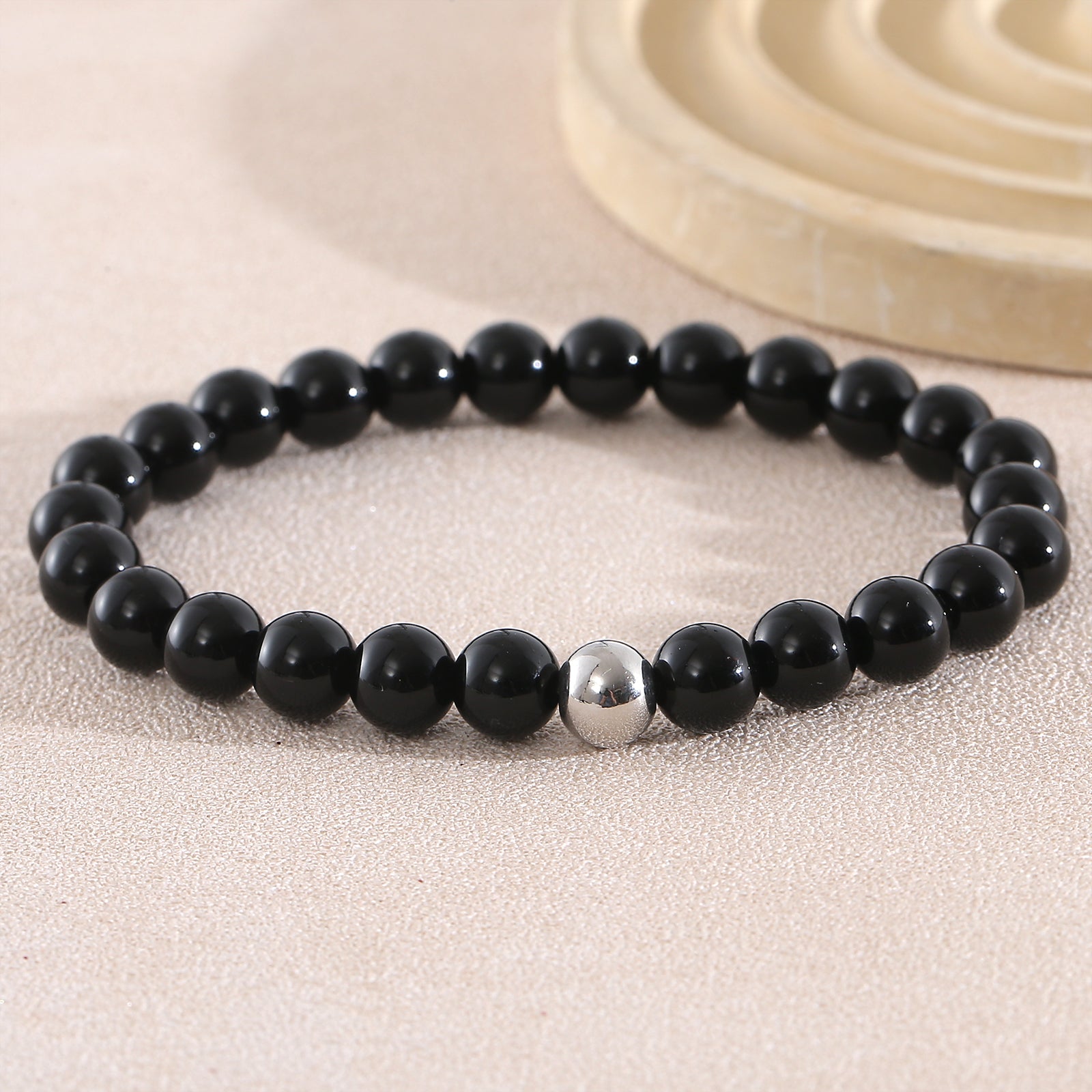 Geometric Natural Stone Bracelets For Men With Beaded Chain Featuring Beading Craftsmanship