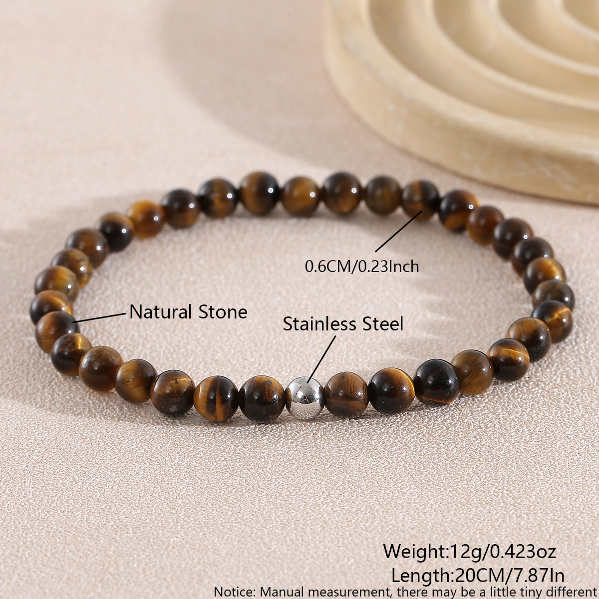 Geometric Natural Stone Bracelets For Men With Beaded Chain Featuring Beading Craftsmanship