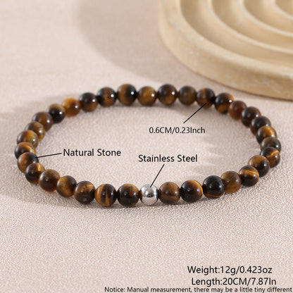 Geometric Natural Stone Bracelets For Men With Beaded Chain Featuring Beading Craftsmanship