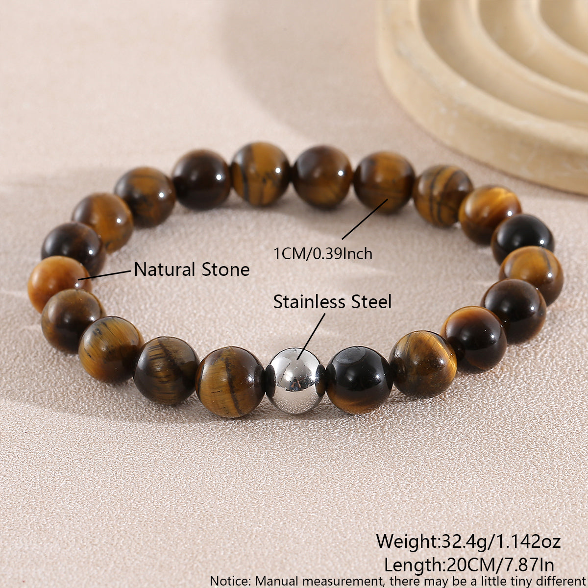 Geometric Natural Stone Bracelets For Men With Beaded Chain Featuring Beading Craftsmanship
