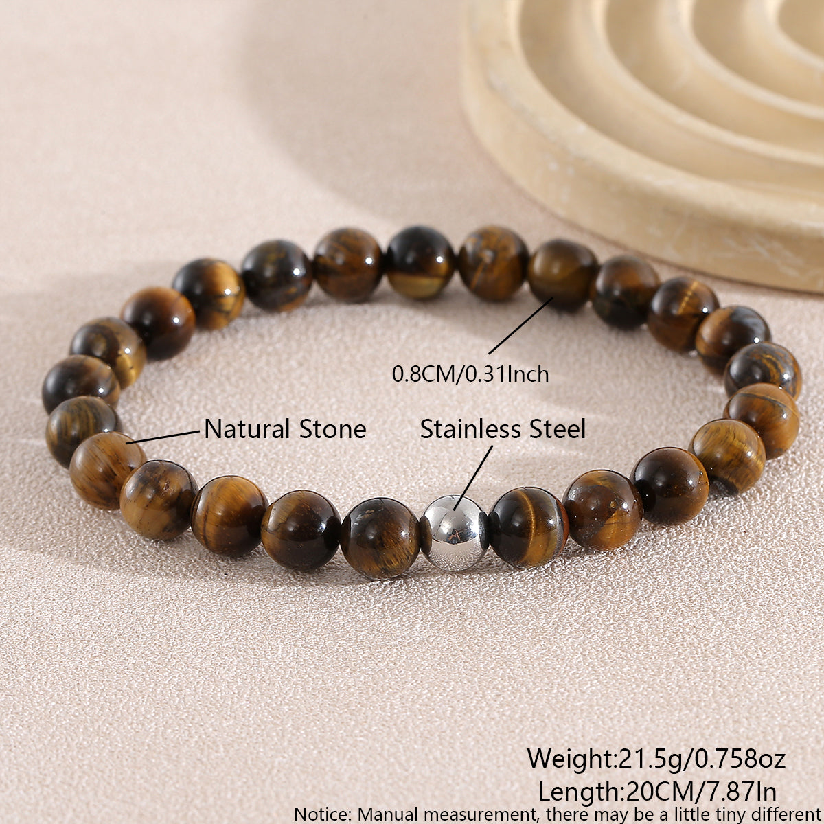 Geometric Natural Stone Bracelets For Men With Beaded Chain Featuring Beading Craftsmanship