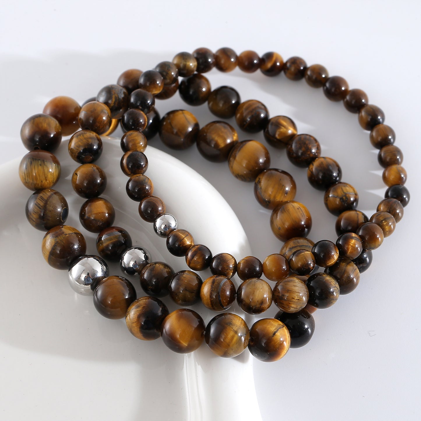 Geometric Natural Stone Bracelets For Men With Beaded Chain Featuring Beading Craftsmanship