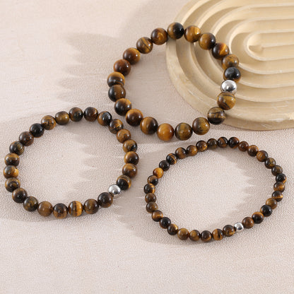 Geometric Natural Stone Bracelets For Men With Beaded Chain Featuring Beading Craftsmanship