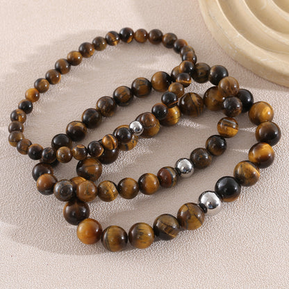 Geometric Natural Stone Bracelets For Men With Beaded Chain Featuring Beading Craftsmanship