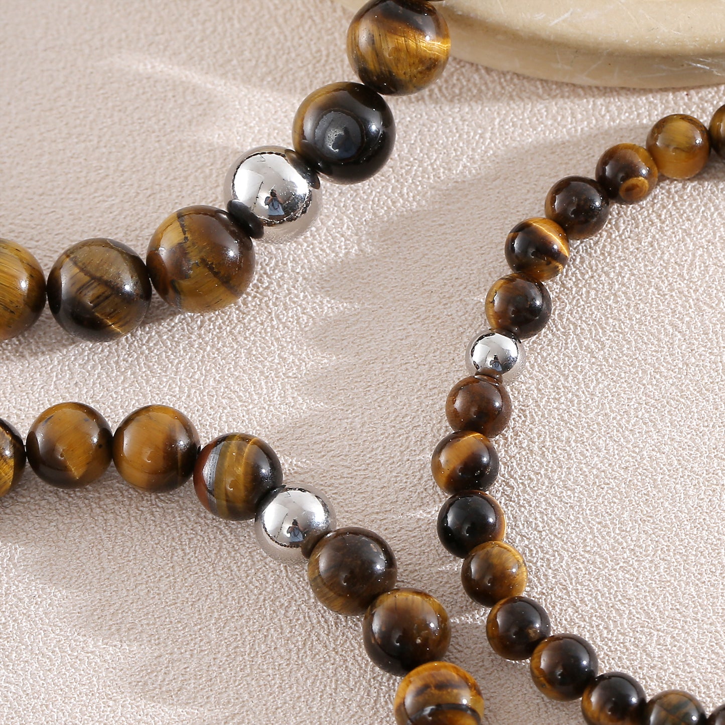 Geometric Natural Stone Bracelets For Men With Beaded Chain Featuring Beading Craftsmanship