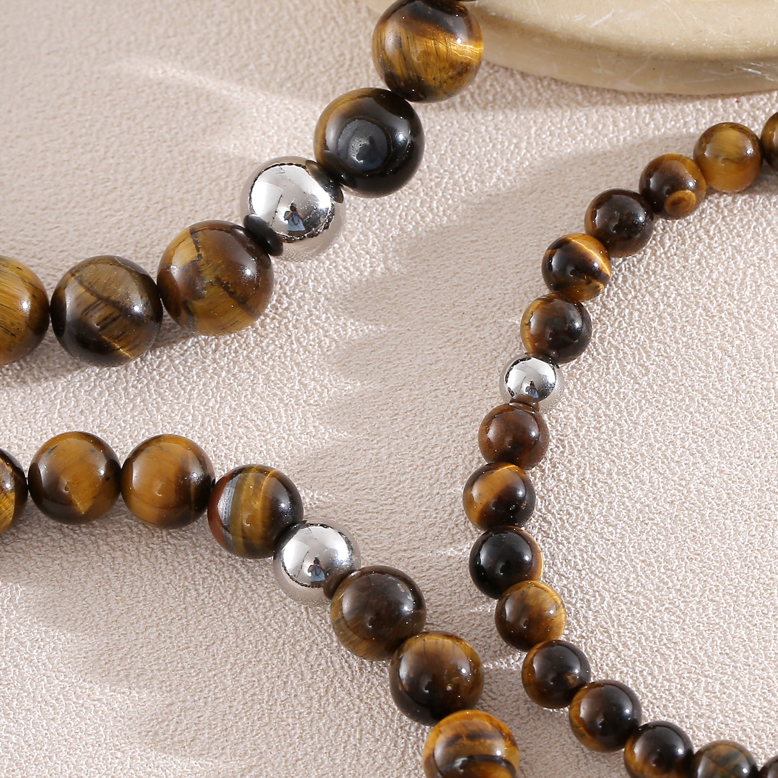 Geometric Natural Stone Bracelets For Men With Beaded Chain Featuring Beading Craftsmanship