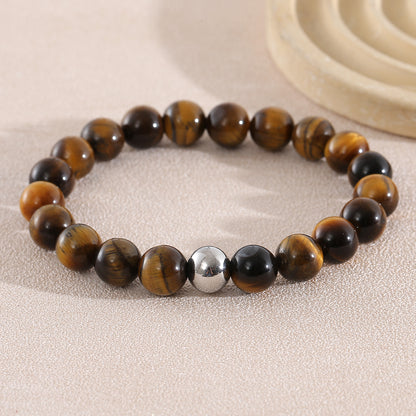Geometric Natural Stone Bracelets For Men With Beaded Chain Featuring Beading Craftsmanship
