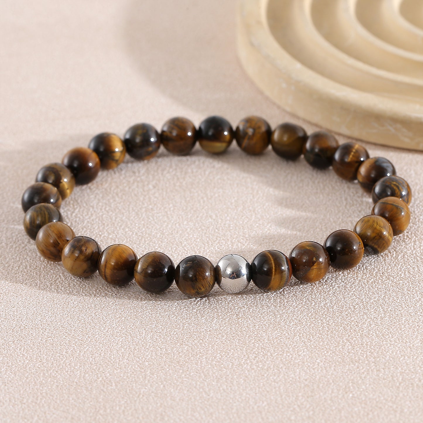Geometric Natural Stone Bracelets For Men With Beaded Chain Featuring Beading Craftsmanship