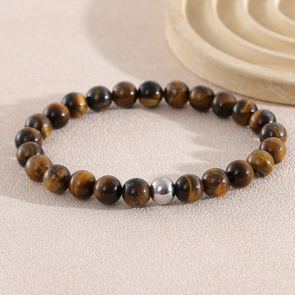 Geometric Natural Stone Bracelets For Men With Beaded Chain Featuring Beading Craftsmanship