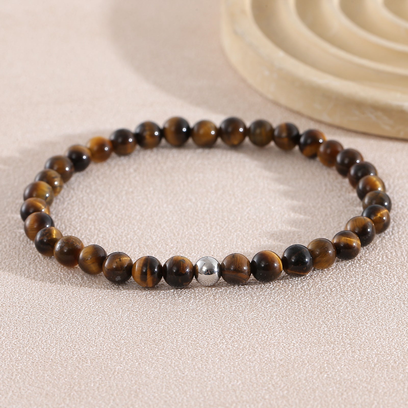 Geometric Natural Stone Bracelets For Men With Beaded Chain Featuring Beading Craftsmanship