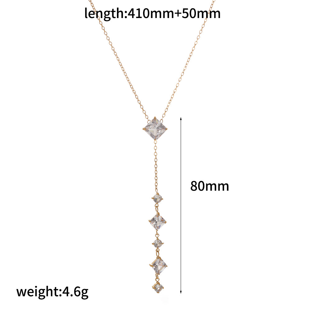 Round Necklace For Women In 304 Stainless Steel With 18K Real Gold Plated Finish Featuring Artificial Rhinestones And Cable Chain
