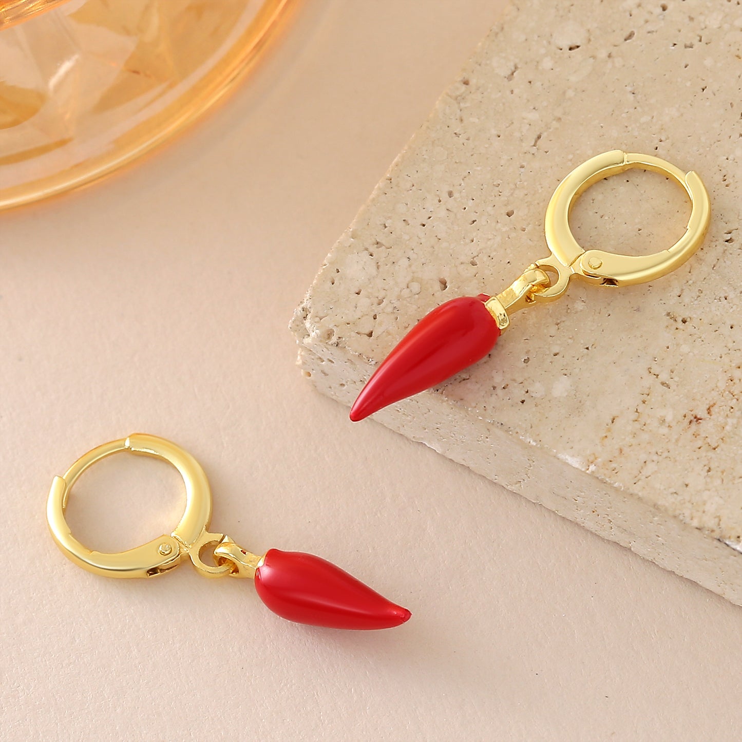 Three-dimensional Fruit Earrings For Women In Copper With 18K Real Gold Plated Electroplating
