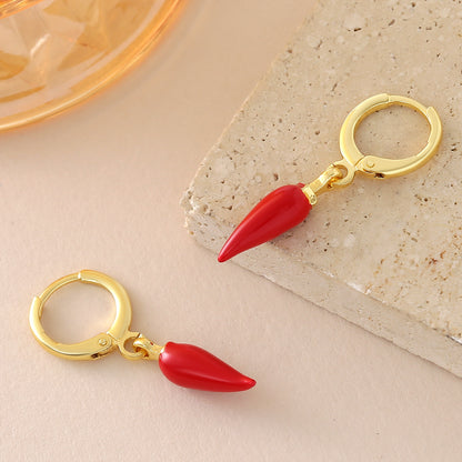 Three-dimensional Fruit Earrings For Women In Copper With 18K Real Gold Plated Electroplating