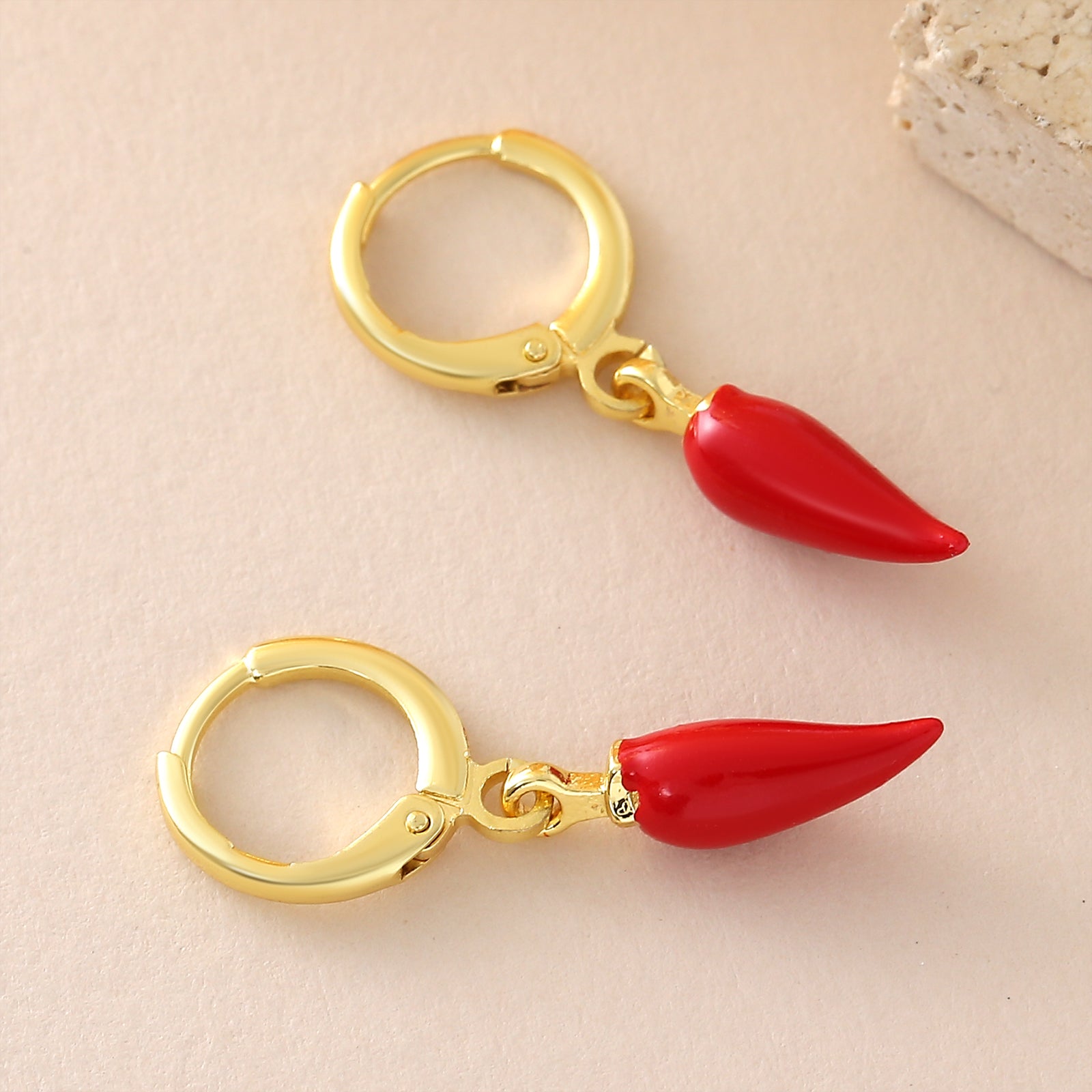 Three-dimensional Fruit Earrings For Women In Copper With 18K Real Gold Plated Electroplating