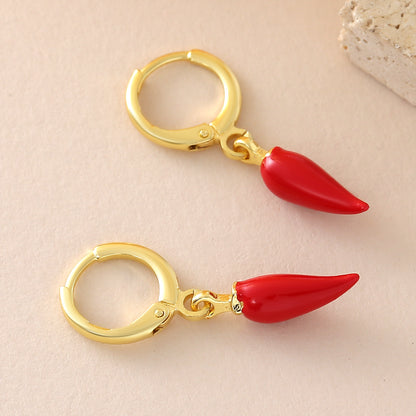 Three-dimensional Fruit Earrings For Women In Copper With 18K Real Gold Plated Electroplating