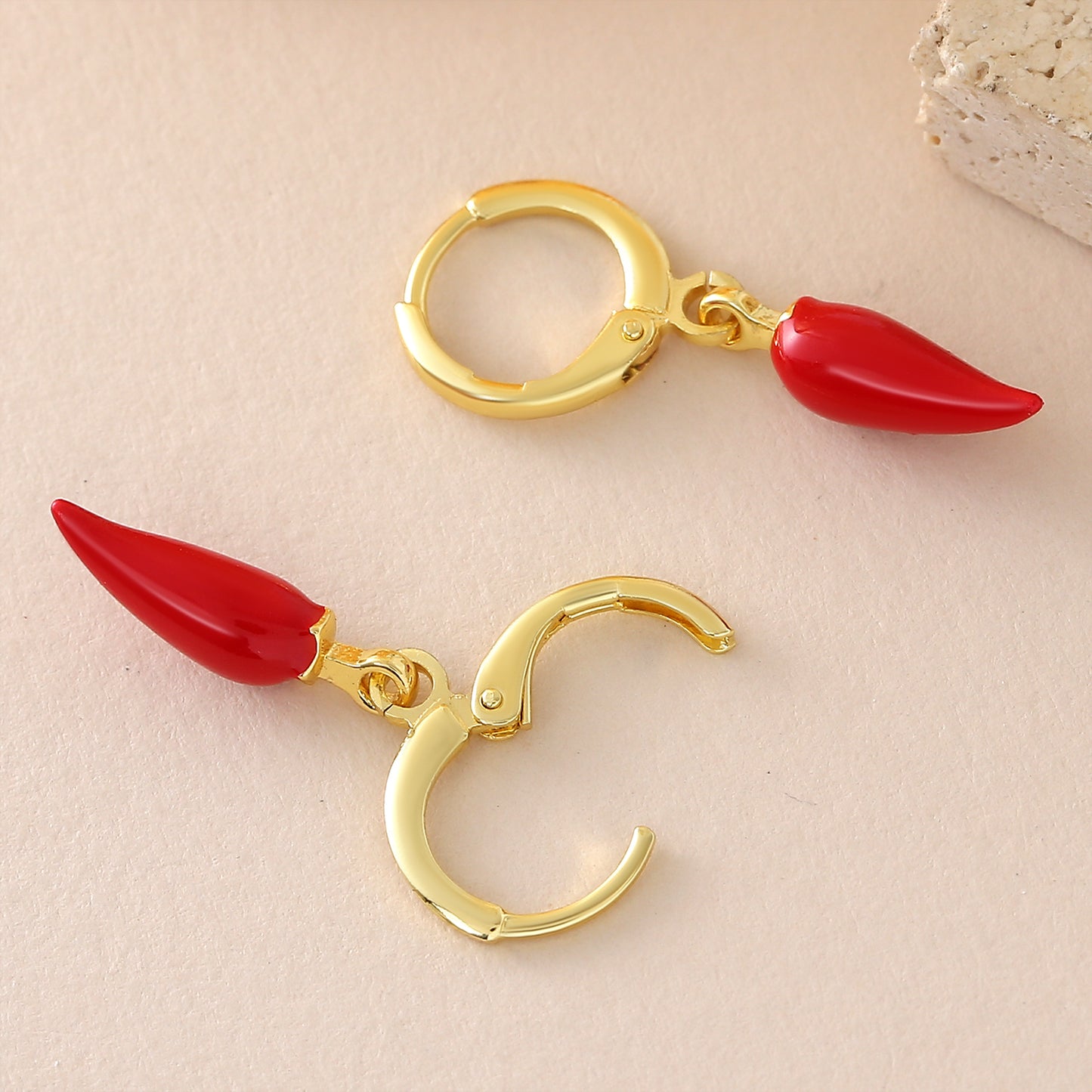 Three-dimensional Fruit Earrings For Women In Copper With 18K Real Gold Plated Electroplating