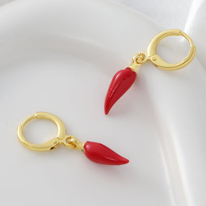 Three-dimensional Fruit Earrings For Women In Copper With 18K Real Gold Plated Electroplating