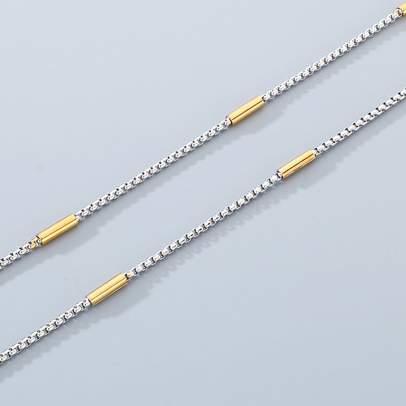 Geometric 304 Stainless Steel Chain With 18K Real Gold Plated PVD Coated Electroplated Finish And 0.03µm Thickness, 1 Piece