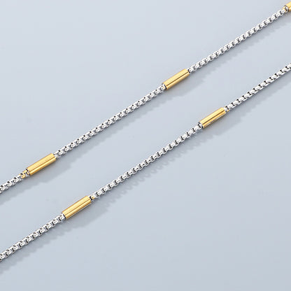 Geometric 304 Stainless Steel Chain With 18K Real Gold Plated PVD Coated Electroplated Finish And 0.03µm Thickness, 1 Piece