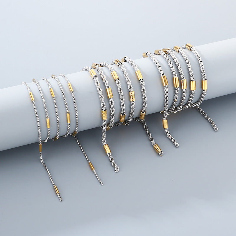 Geometric 304 Stainless Steel Chain With 18K Real Gold Plated PVD Coated Electroplated Finish And 0.03µm Thickness, 1 Piece
