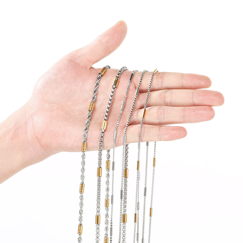 Geometric 304 Stainless Steel Chain With 18K Real Gold Plated PVD Coated Electroplated Finish And 0.03µm Thickness, 1 Piece
