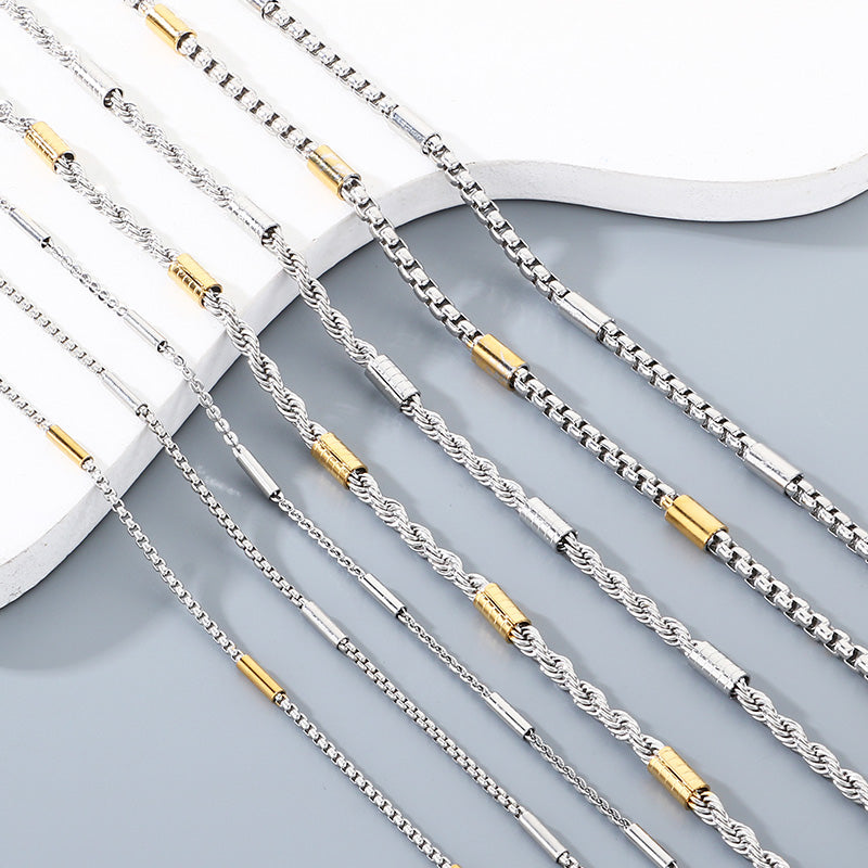 Geometric 304 Stainless Steel Chain With 18K Real Gold Plated PVD Coated Electroplated Finish And 0.03µm Thickness, 1 Piece
