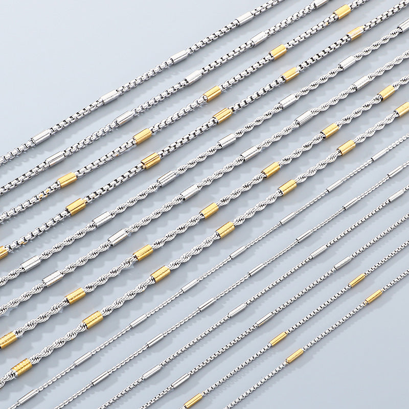 Geometric 304 Stainless Steel Chain With 18K Real Gold Plated PVD Coated Electroplated Finish And 0.03µm Thickness, 1 Piece