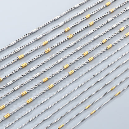 Geometric 304 Stainless Steel Chain With 18K Real Gold Plated PVD Coated Electroplated Finish And 0.03µm Thickness, 1 Piece