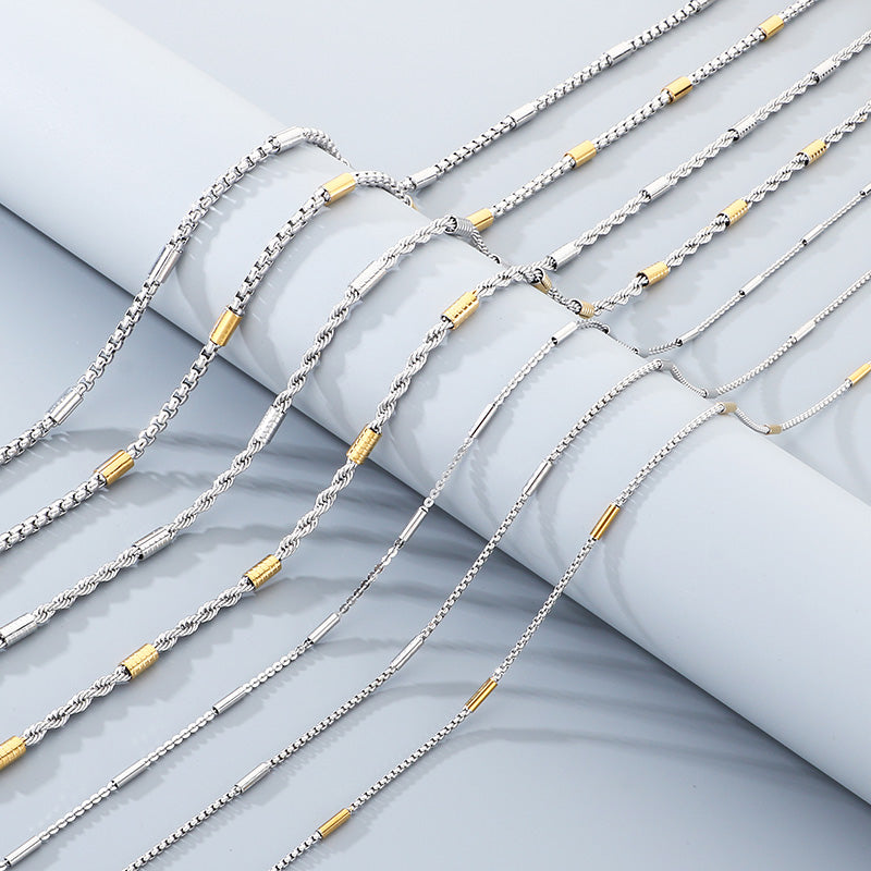 Geometric 304 Stainless Steel Chain With 18K Real Gold Plated PVD Coated Electroplated Finish And 0.03µm Thickness, 1 Piece