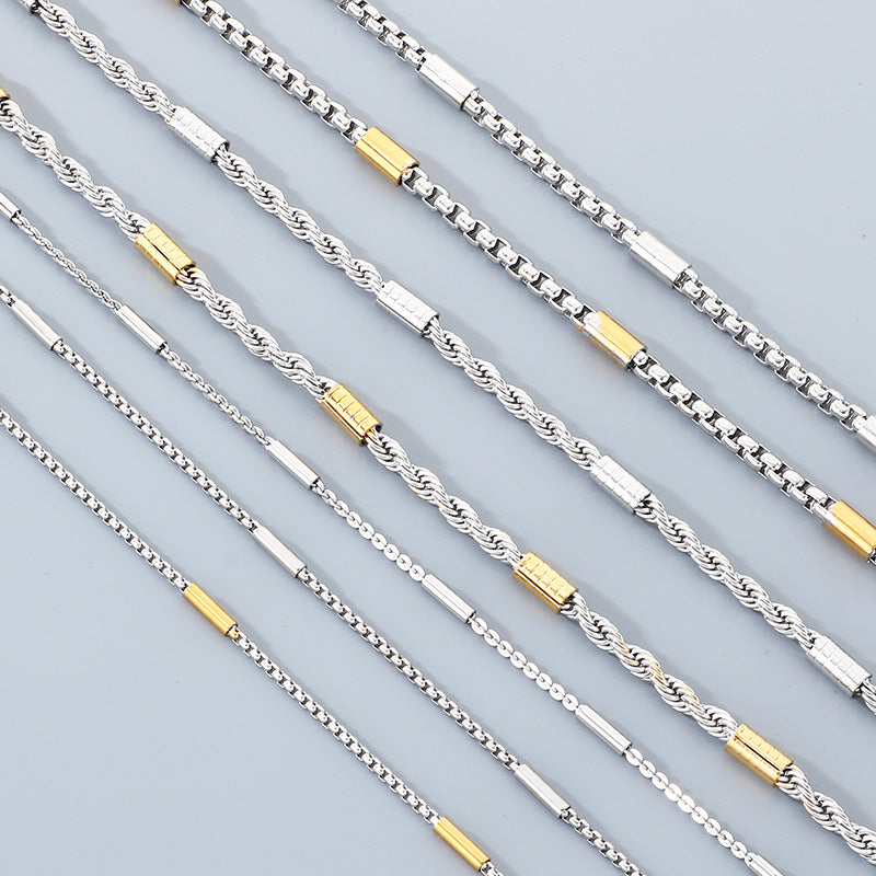 Geometric 304 Stainless Steel Chain With 18K Real Gold Plated PVD Coated Electroplated Finish And 0.03µm Thickness, 1 Piece
