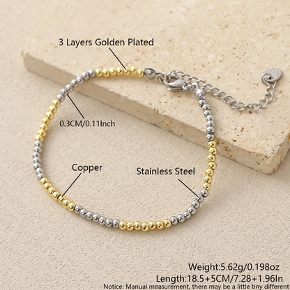 Geometric Jewelry Set For Unisex Featuring 18K Real Gold Plated 304 Stainless Steel With Beaded Chain And Beading Craft