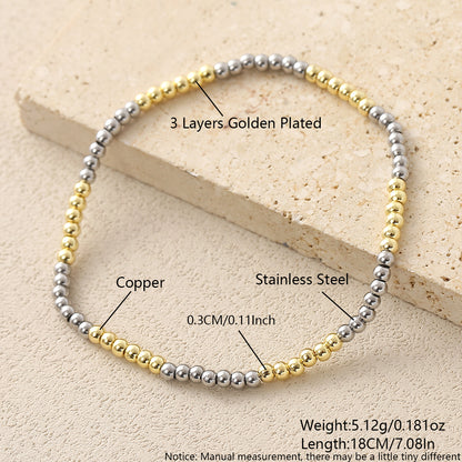 Geometric Jewelry Set For Unisex Featuring 18K Real Gold Plated 304 Stainless Steel With Beaded Chain And Beading Craft