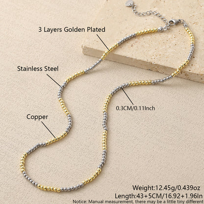 Geometric Jewelry Set For Unisex Featuring 18K Real Gold Plated 304 Stainless Steel With Beaded Chain And Beading Craft