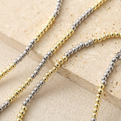 Geometric Jewelry Set For Unisex Featuring 18K Real Gold Plated 304 Stainless Steel With Beaded Chain And Beading Craft