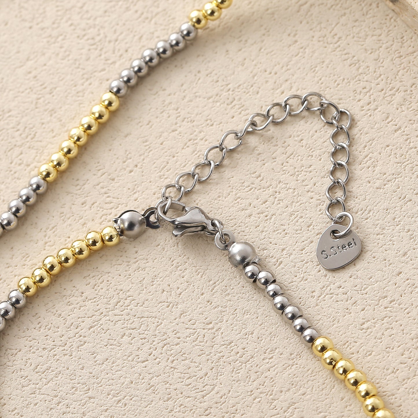 Geometric Jewelry Set For Unisex Featuring 18K Real Gold Plated 304 Stainless Steel With Beaded Chain And Beading Craft