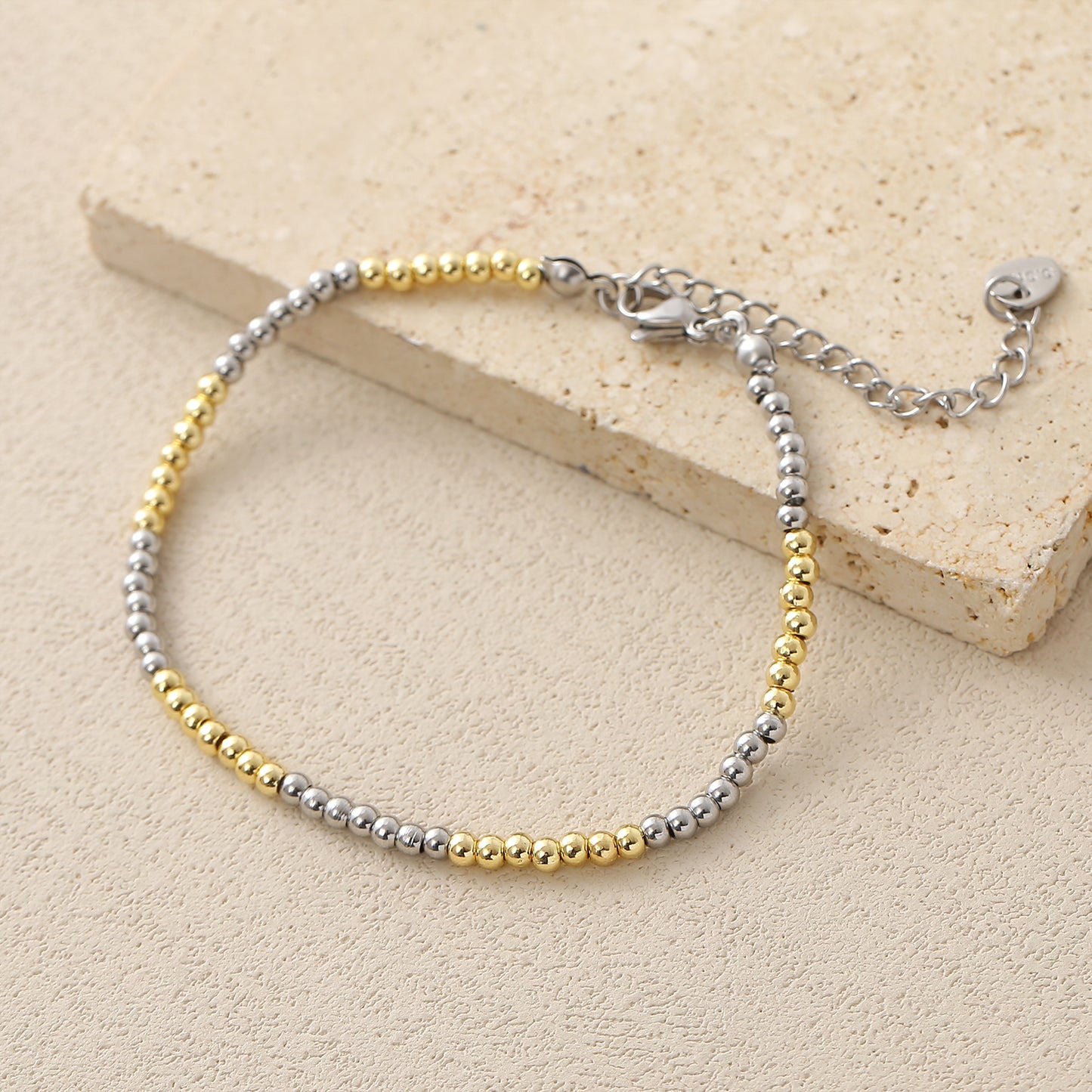 Geometric Jewelry Set For Unisex Featuring 18K Real Gold Plated 304 Stainless Steel With Beaded Chain And Beading Craft