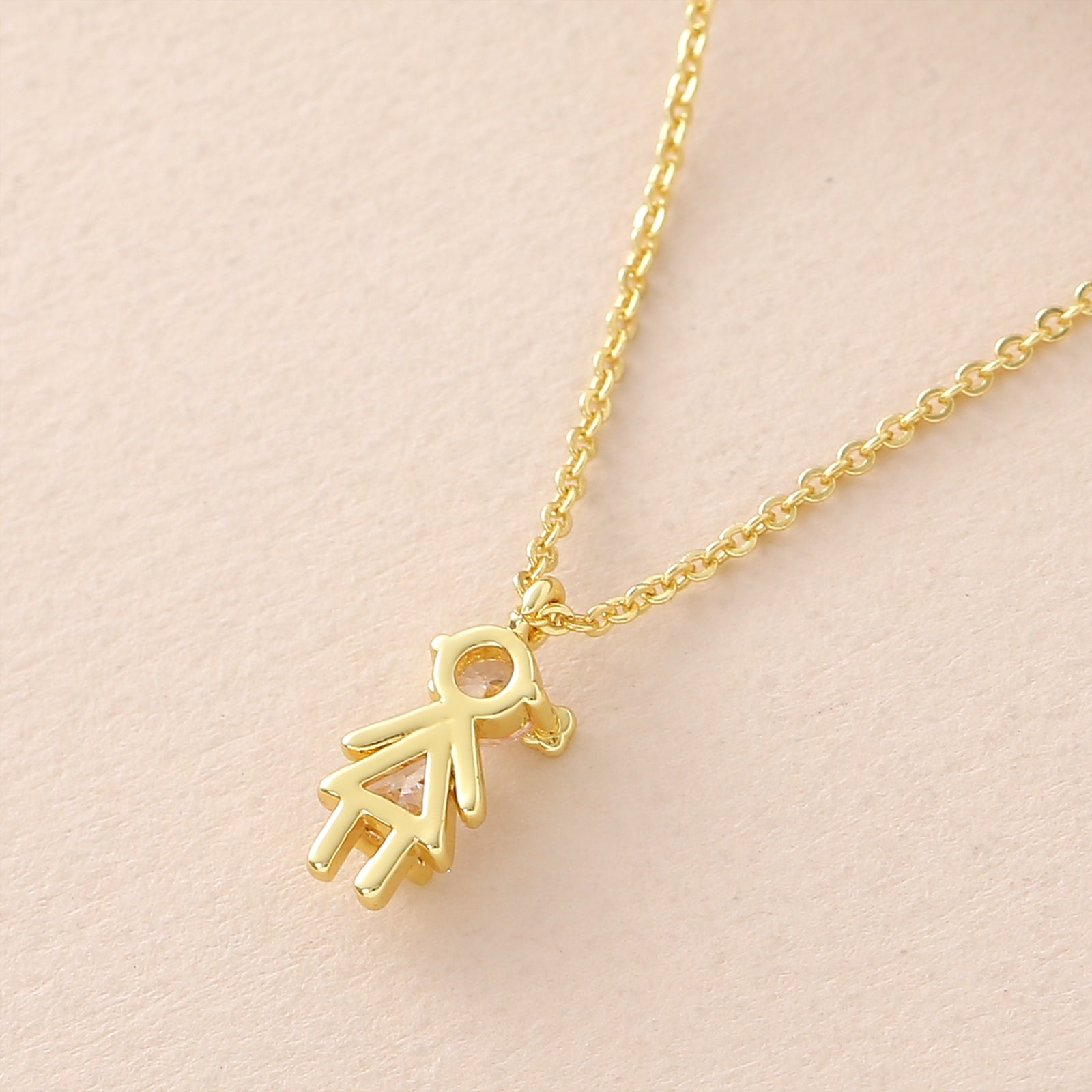 Geometric Pendant Necklace For Women In Copper With 18K Real Gold Plated Finish And Zircon Inlay On Cable Chain