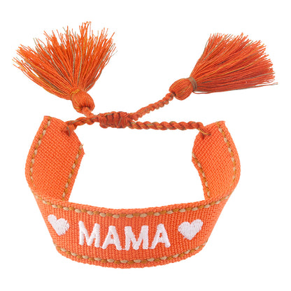 Elegant Women’s Nylon Bracelet With Woven Chain Featuring Letter Pattern And Custom For Weave Design