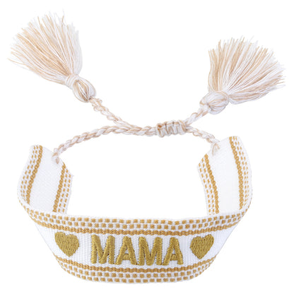 Elegant Women’s Nylon Bracelet With Woven Chain Featuring Letter Pattern And Custom For Weave Design