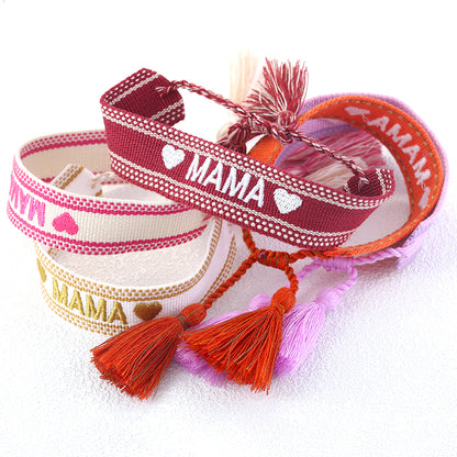 Elegant Women’s Nylon Bracelet With Woven Chain Featuring Letter Pattern And Custom For Weave Design