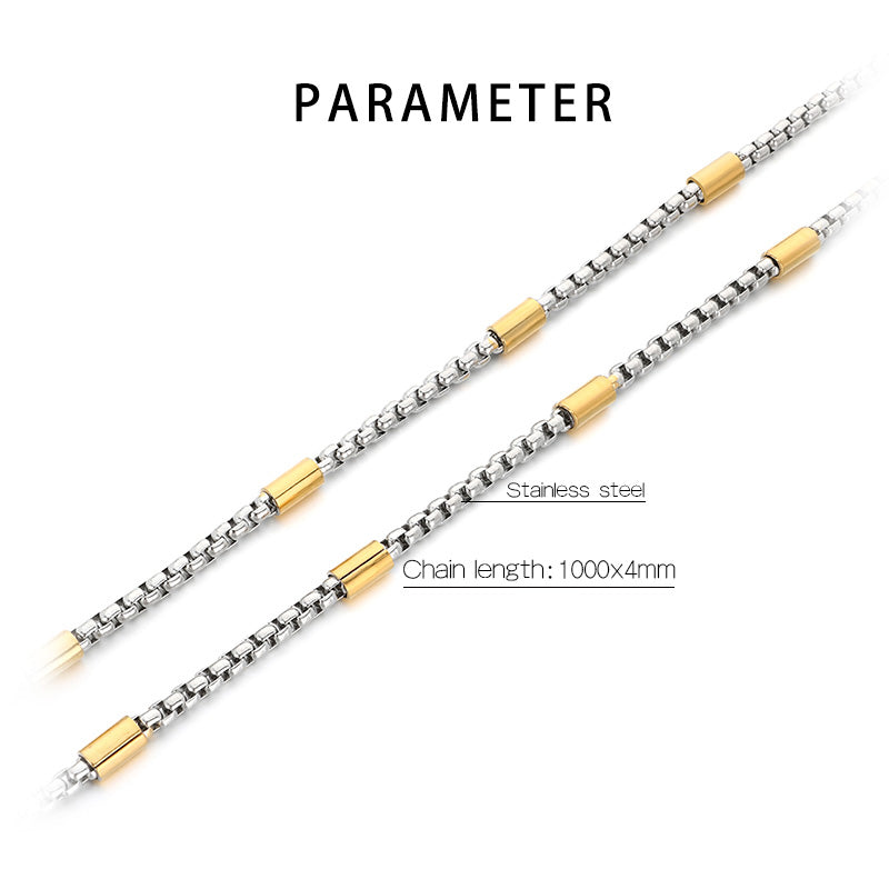 Geometric 304 Stainless Steel Chain With 18K Real Gold Plated PVD Coated Electroplated Finish And 0.03µm Thickness, 1 Piece
